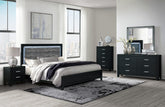 REID BLACK Bedroom Set With LED